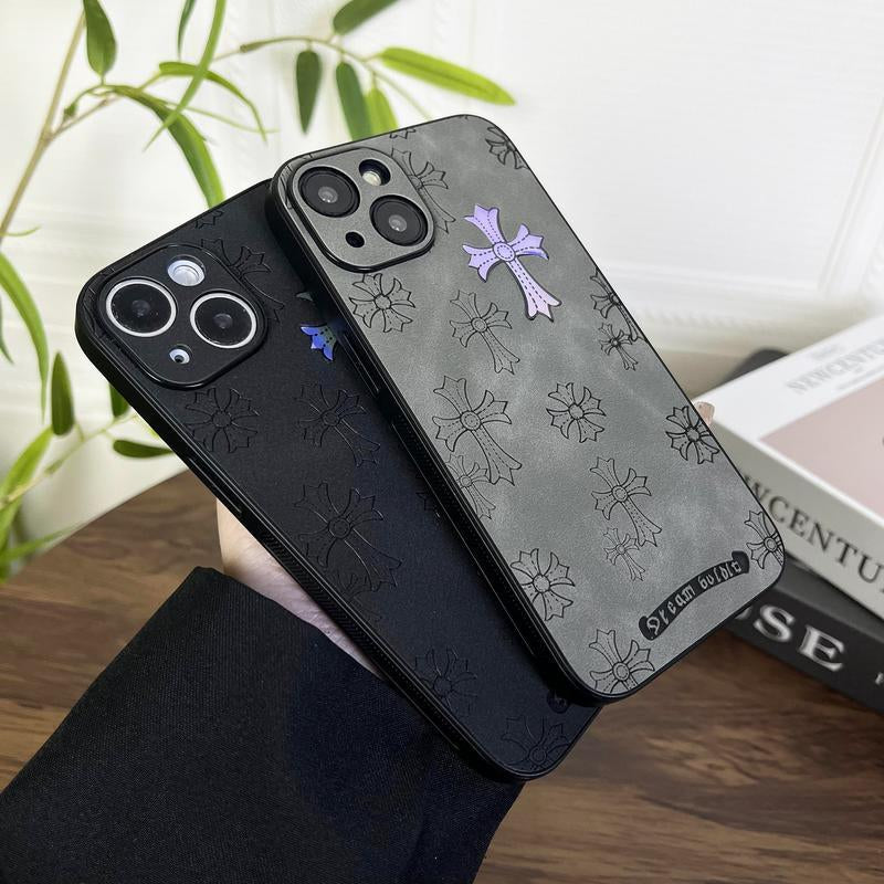 Elegant Gradient Cross Leather Case for Iphone 16 15 14 13 12 11 & 16 plus - High-End Protection Cover with Stylish Design for Men & Women
