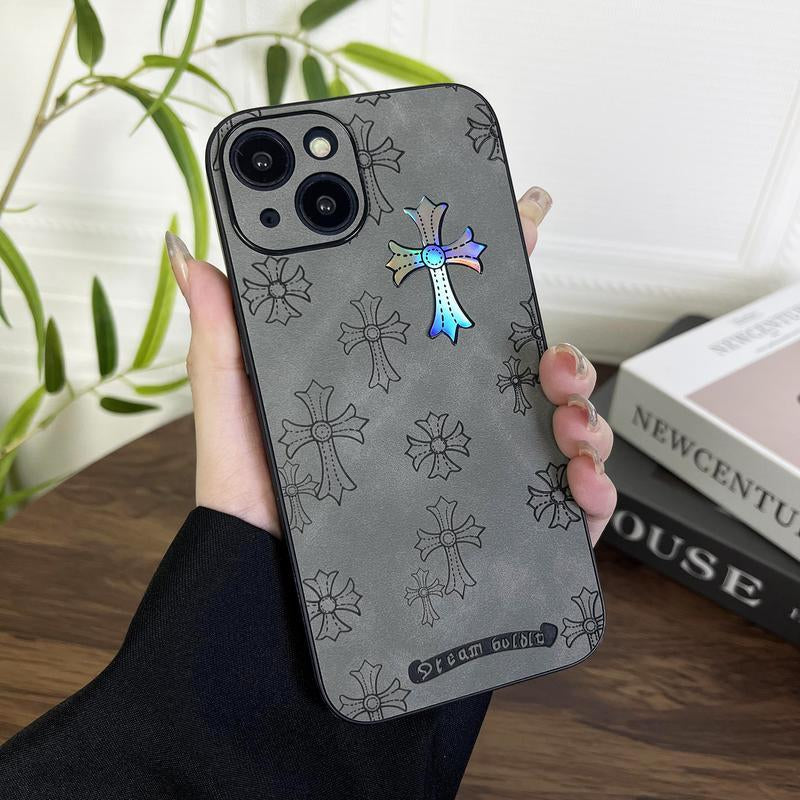 Elegant Gradient Cross Leather Case for Iphone 16 15 14 13 12 11 & 16 plus - High-End Protection Cover with Stylish Design for Men & Women