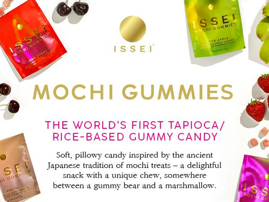 ISSEI Mochi Gummies Chewy Candy | Soft & Chewy | Award Winning | Gelatin-Free, Non-Gmo, Gluten-Free, Plant-Based, Dye-Free | Delicious Snack | 2 Oz (6 Pack, Rainbow Variety) Sweet Bonbon