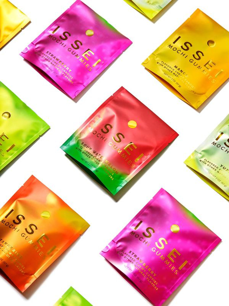 ISSEI Mochi Gummies Chewy Candy | Soft & Chewy | Award Winning | Gelatin-Free, Non-Gmo, Gluten-Free, Plant-Based, Dye-Free | Delicious Snack | 2 Oz (6 Pack, Rainbow Variety) Sweet Bonbon