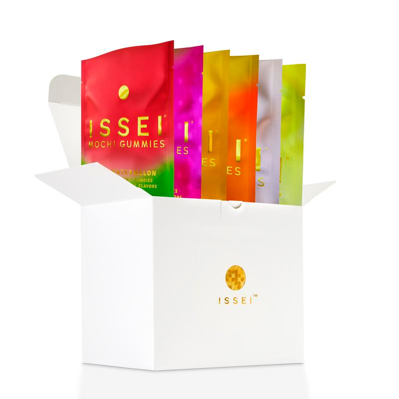ISSEI Mochi Gummies Chewy Candy | Soft & Chewy | Award Winning | Gelatin-Free, Non-Gmo, Gluten-Free, Plant-Based, Dye-Free | Delicious Snack | 2 Oz (6 Pack, Rainbow Variety) Sweet Bonbon