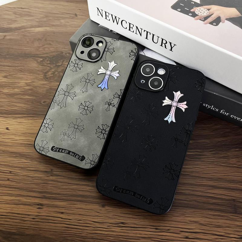 Elegant Gradient Cross Leather Case for Iphone 16 15 14 13 12 11 & 16 plus - High-End Protection Cover with Stylish Design for Men & Women