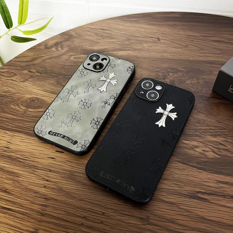 Elegant Gradient Cross Leather Case for Iphone 16 15 14 13 12 11 & 16 plus - High-End Protection Cover with Stylish Design for Men & Women
