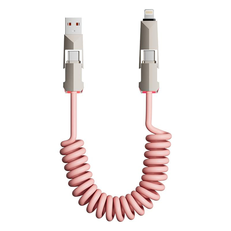 Cyber Cable - Carplay for Vehicles - Phones｜Tablets｜Laptops - Spring Data Cable - Fast Charging Data Sync for Iphone 17 with USB A, Type C, and Lightning