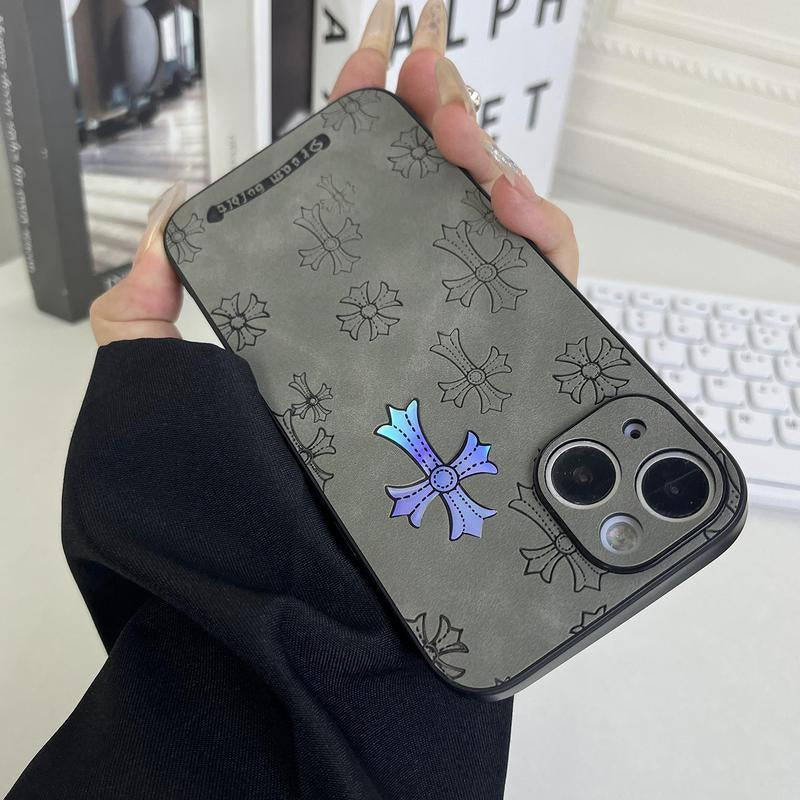 Elegant Gradient Cross Leather Case for Iphone 16 15 14 13 12 11 & 16 plus - High-End Protection Cover with Stylish Design for Men & Women